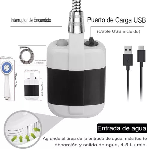 Ducha Eléctrica Portátil Recargable Para Acampar, Exteriores